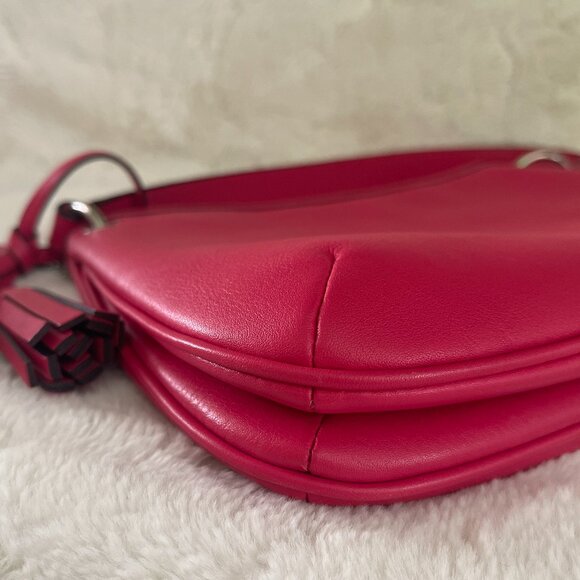 COACH Legacy Leather Double Gusset Hobo Crossbody #26601 Pink Scarlet - Picture 8 of 13